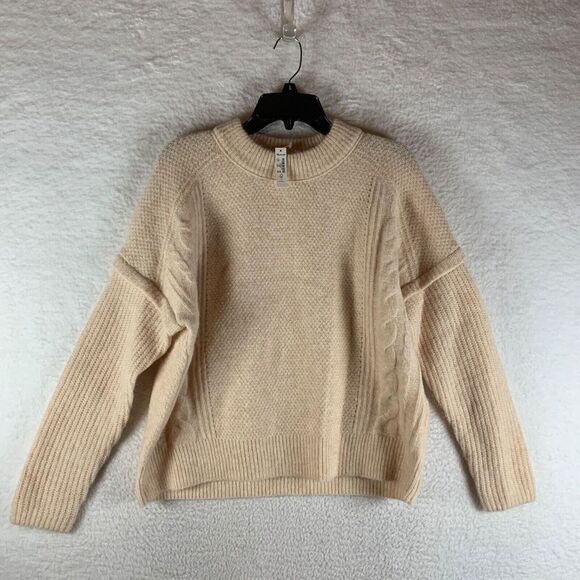 Madewell Sweaters - Madewell Women's Cable Havener Drop Shoulder Beige Alpaca Wool Sweater S NWT